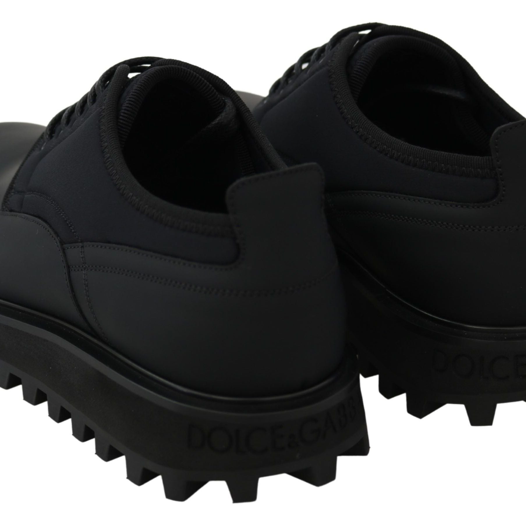 Dolce & Gabbana Black Rubberized Calfskin Chunky Derby Vulcano Shoes