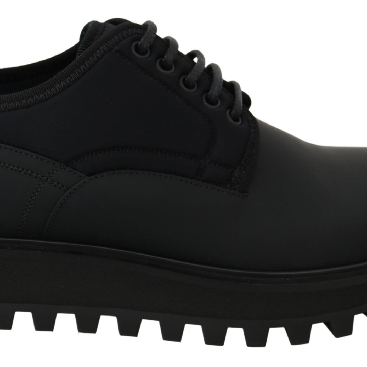 Dolce & Gabbana Black Rubberized Calfskin Chunky Derby Vulcano Shoes