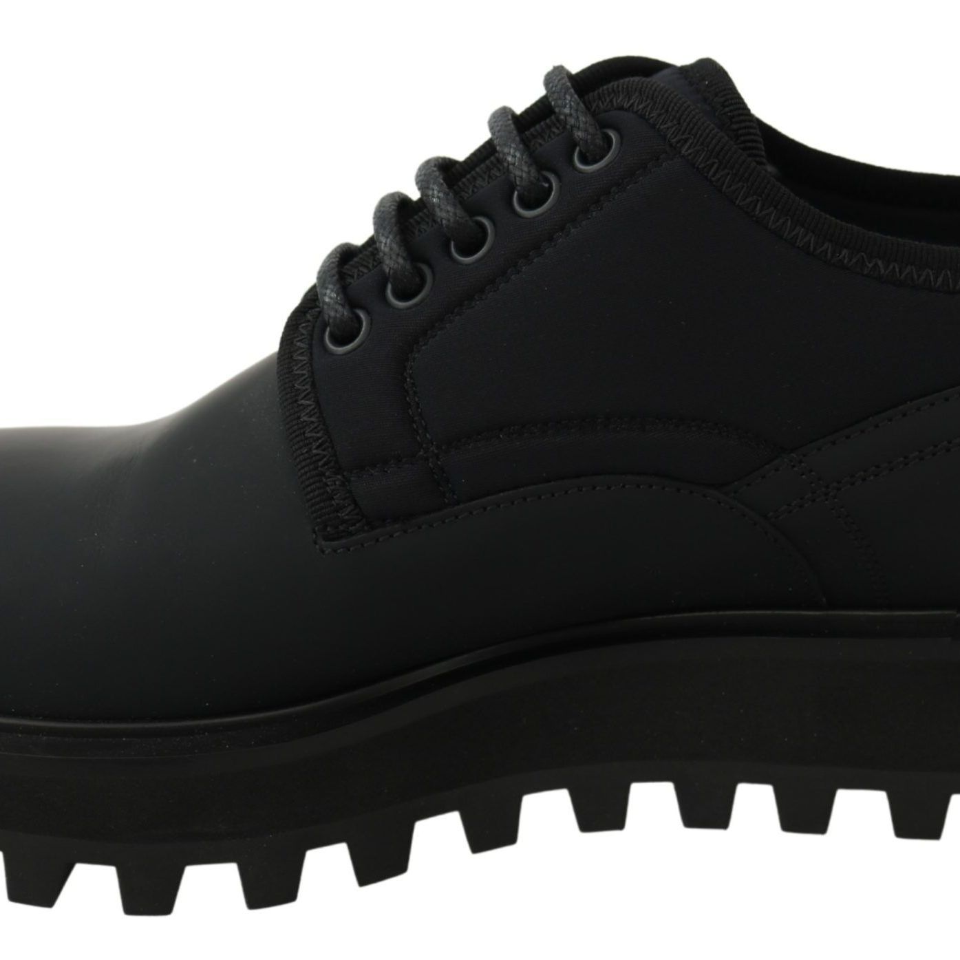 Dolce & Gabbana Black Rubberized Calfskin Chunky Derby Vulcano Shoes