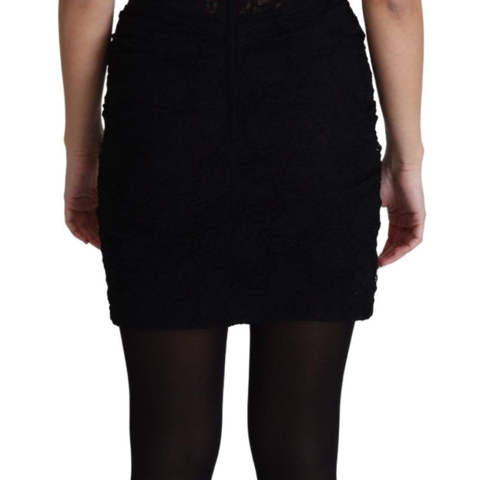 Dolce & Gabbana Black Lace Up Floral Corset Bustier Mini Dress