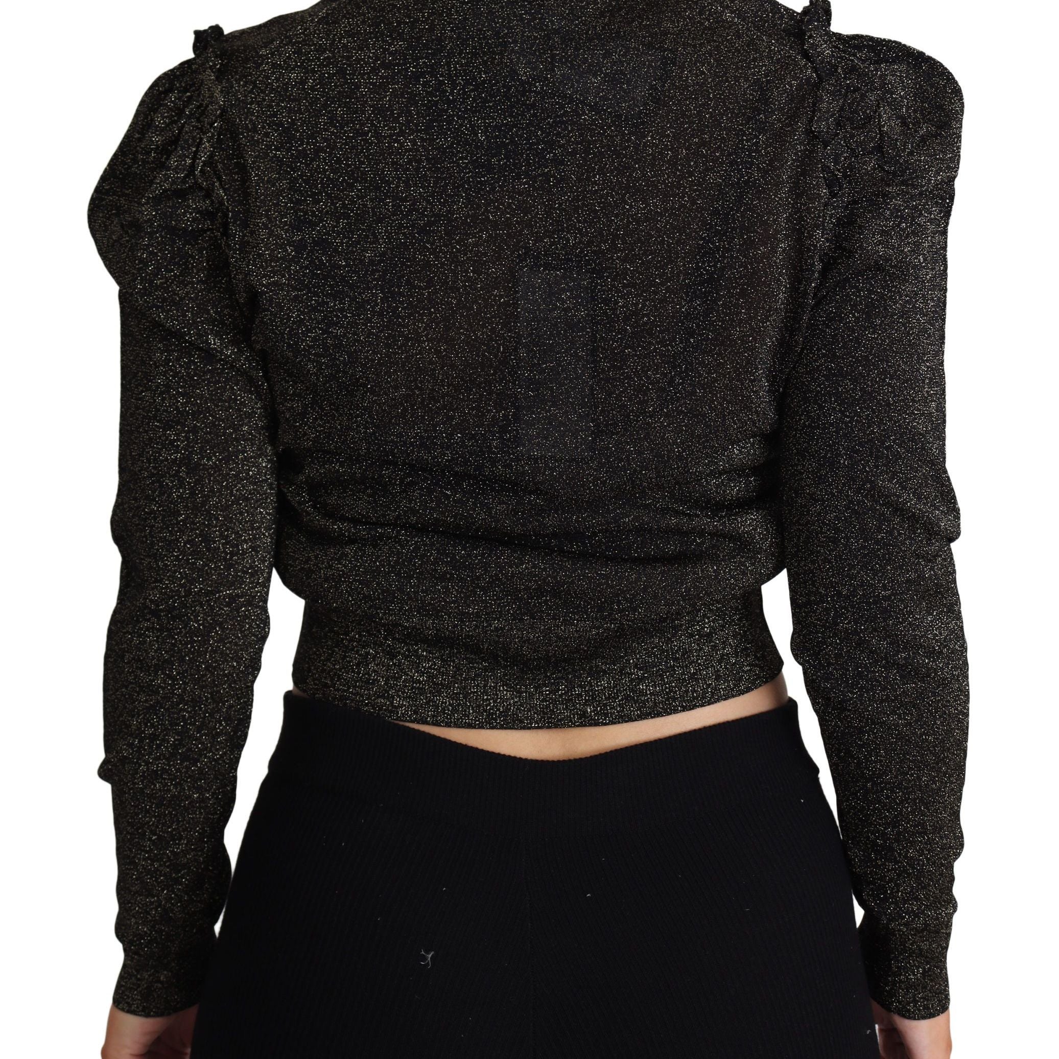 Dolce & Gabbana Black Gold Cropped Women Pullover Sweater