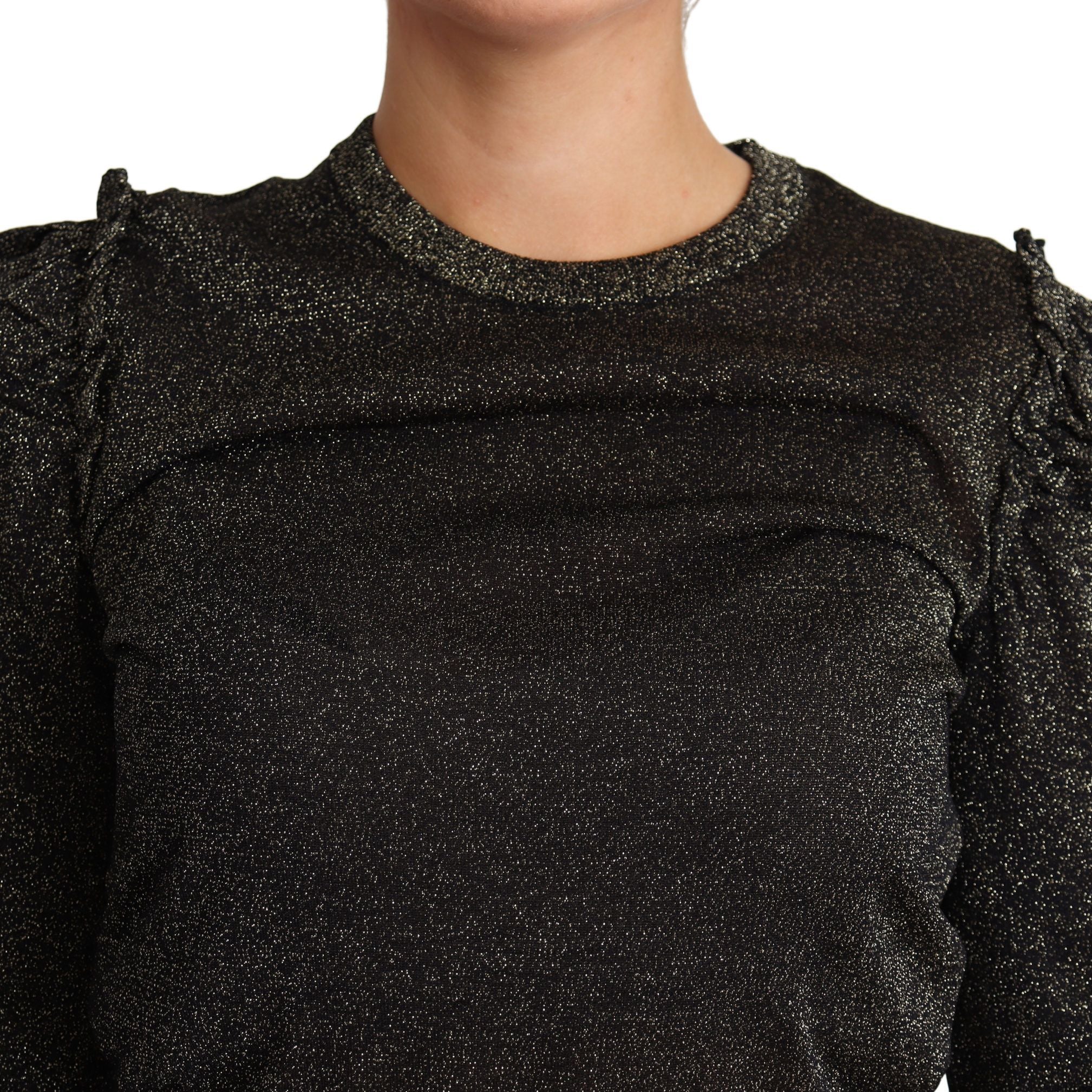 Dolce & Gabbana Black Gold Cropped Women Pullover Sweater