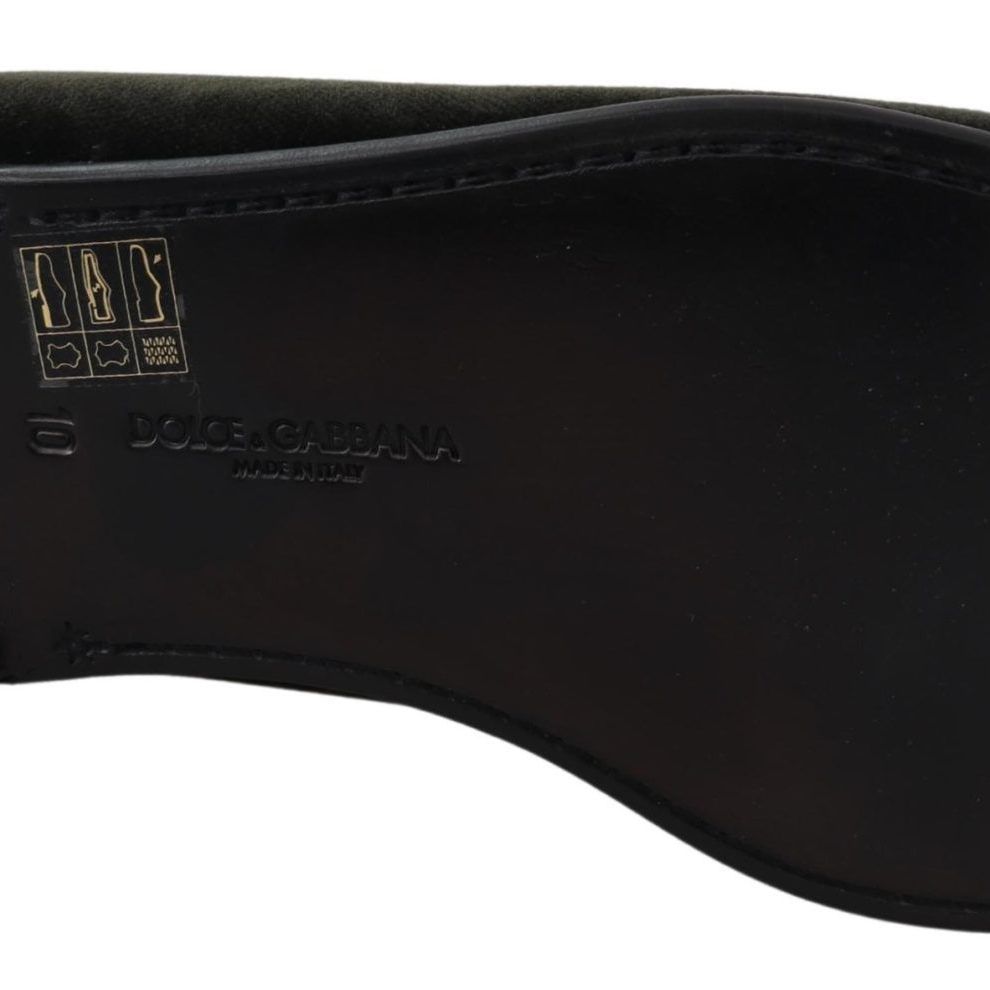 Dolce & Gabbana Green Velvet Slip On Mens Loafers Shoes