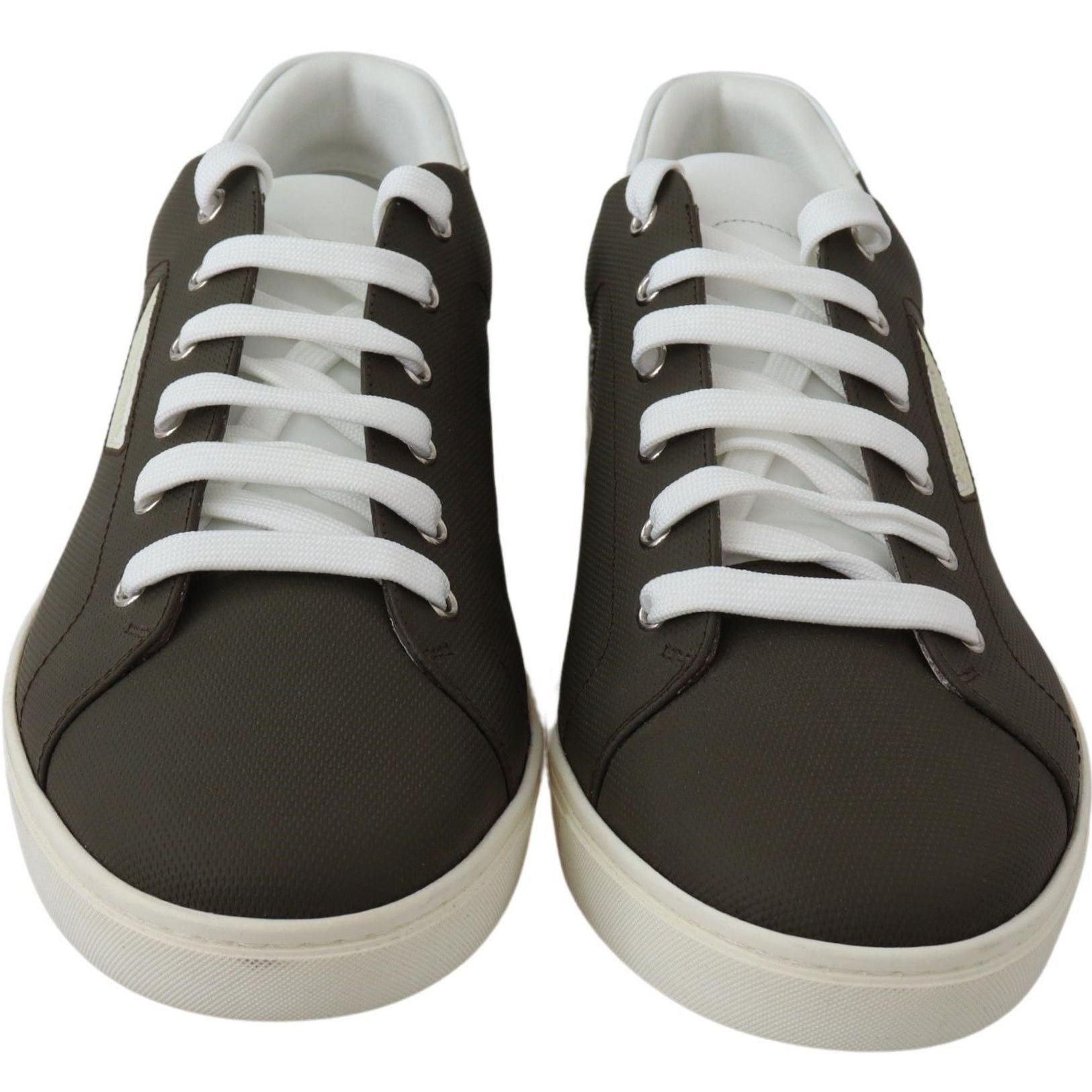 Dolce & Gabbana White Green Leather Low Top Sneakers Shoes