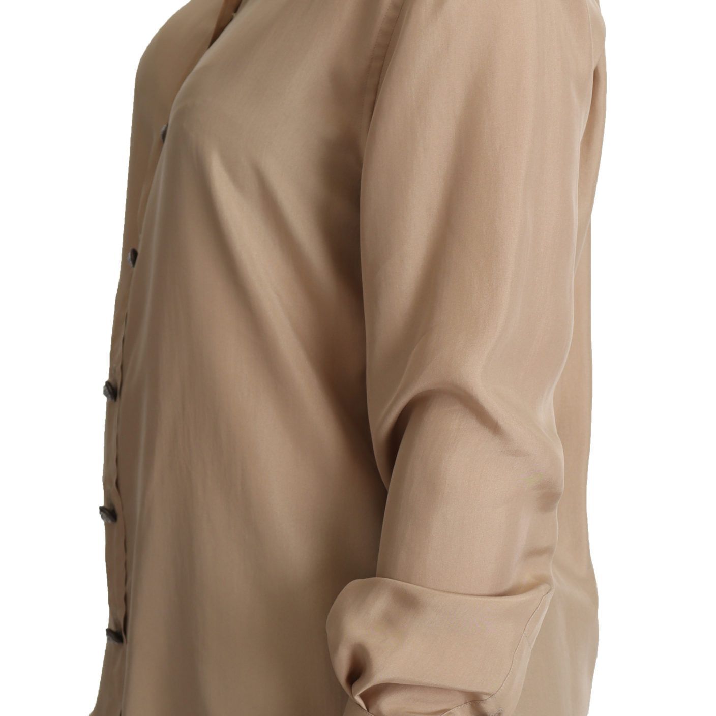 Dolce & Gabbana Beige Silk Shirt Decorative Buttons Top