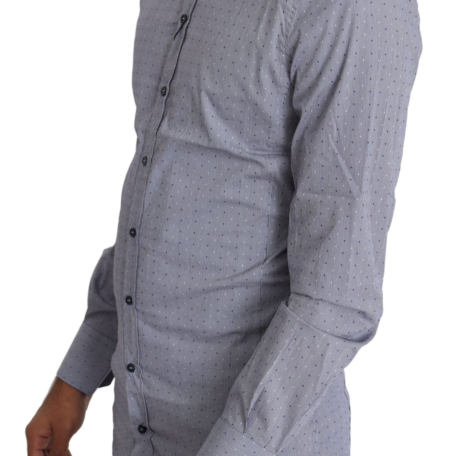 Dolce & Gabbana Gray Dotted Semi Fitted Formal SICILIA Shirt