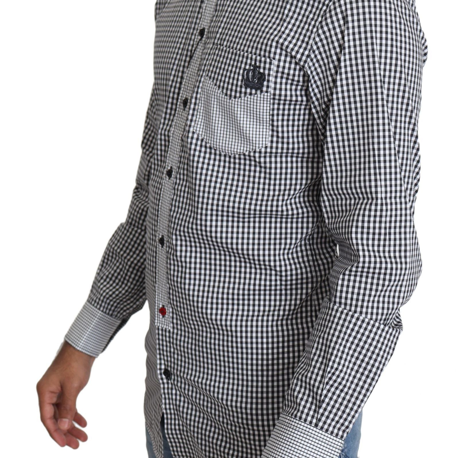 Dolce & Gabbana Black White Checkered Casual Shirt