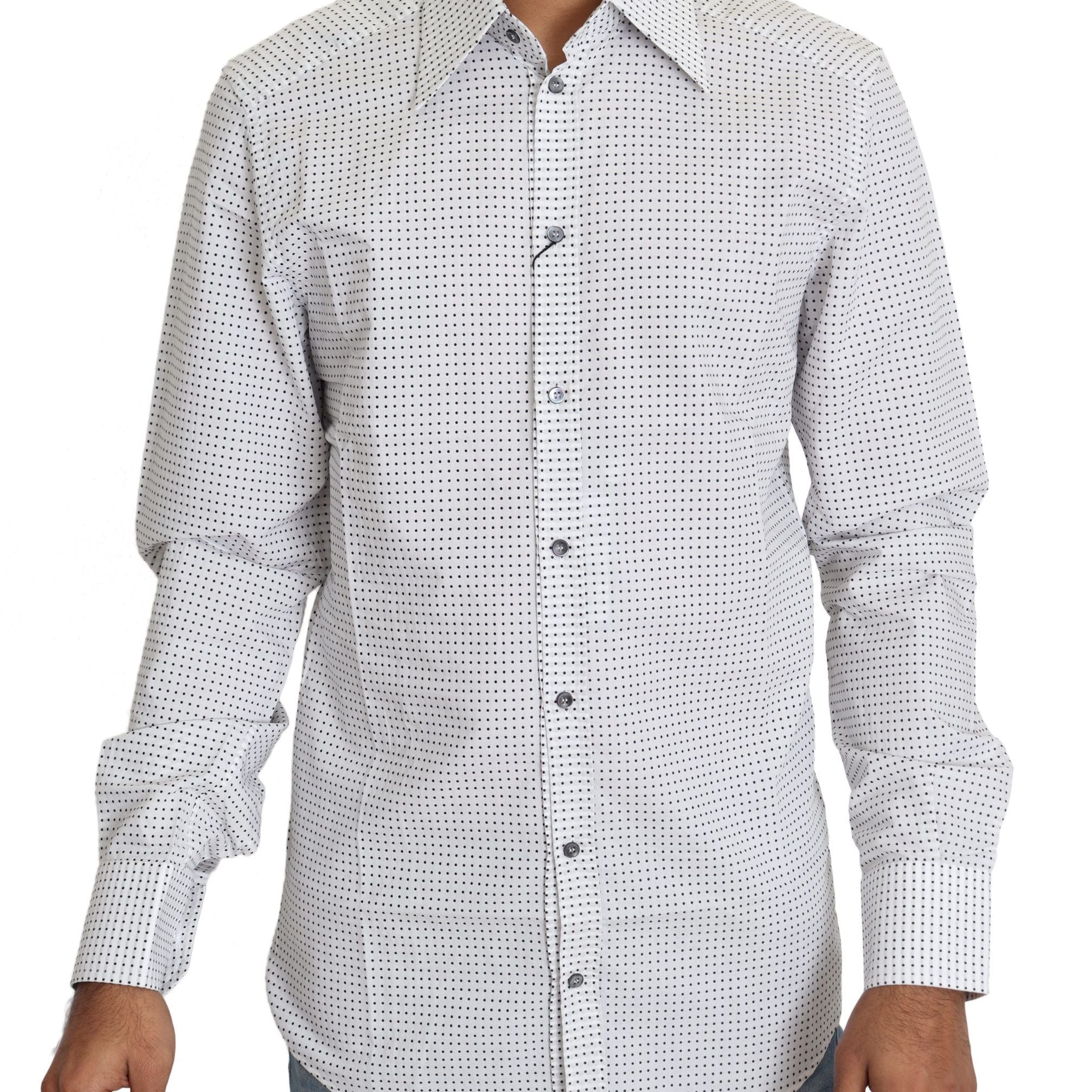 Dolce & Gabbana Black White Polka Dots Dress Shirt