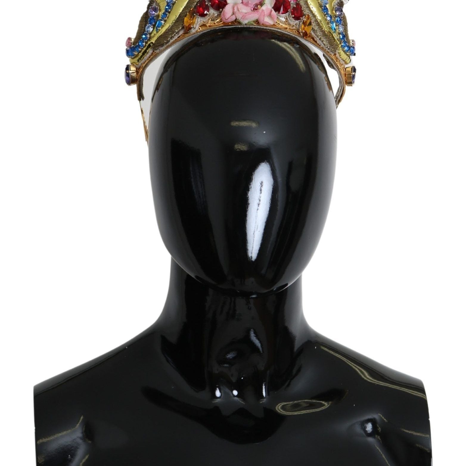 Dolce & Gabbana Gold Brass Floral Crystals LED Lights Crown Tiara Diadem