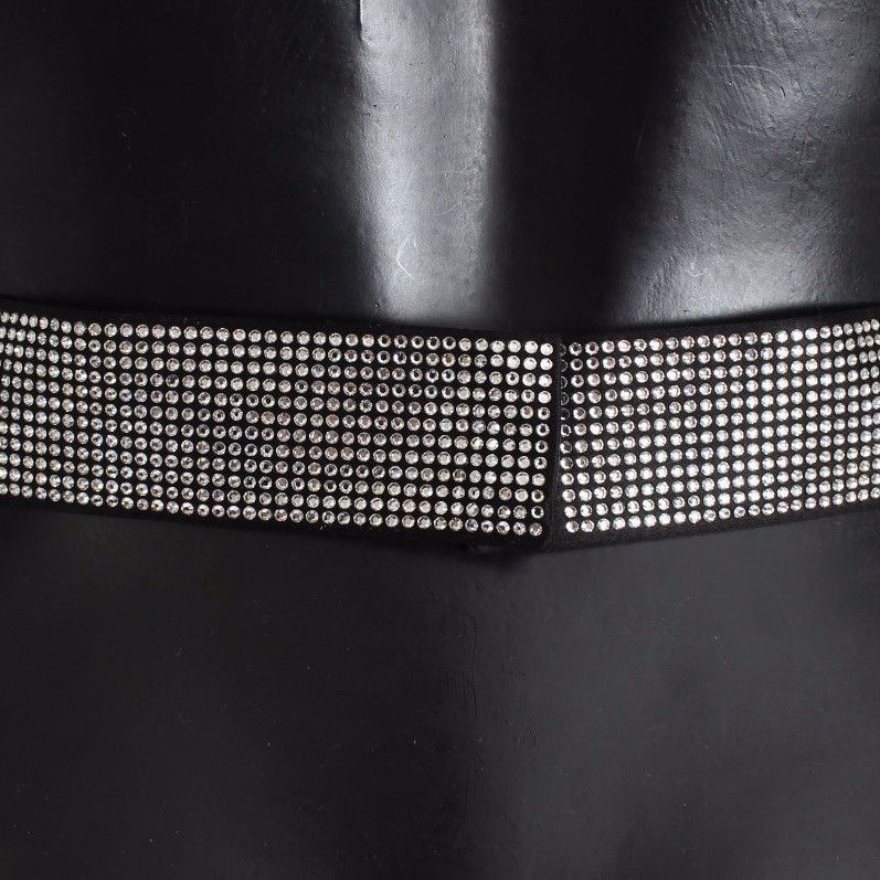 Dolce & Gabbana Black Silk Clear Crystal Bow Waist Belt