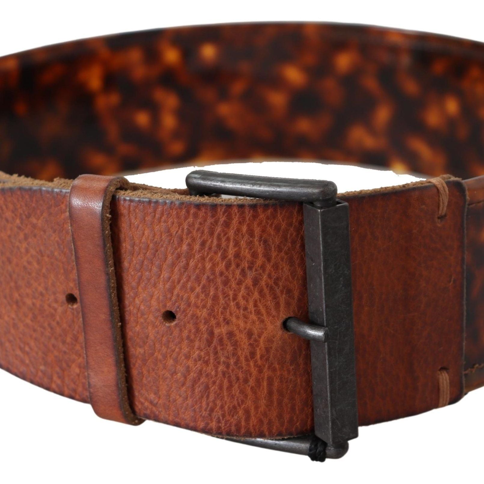 Ermanno Scervino Dark Brown Leather Wide Buckle Belt