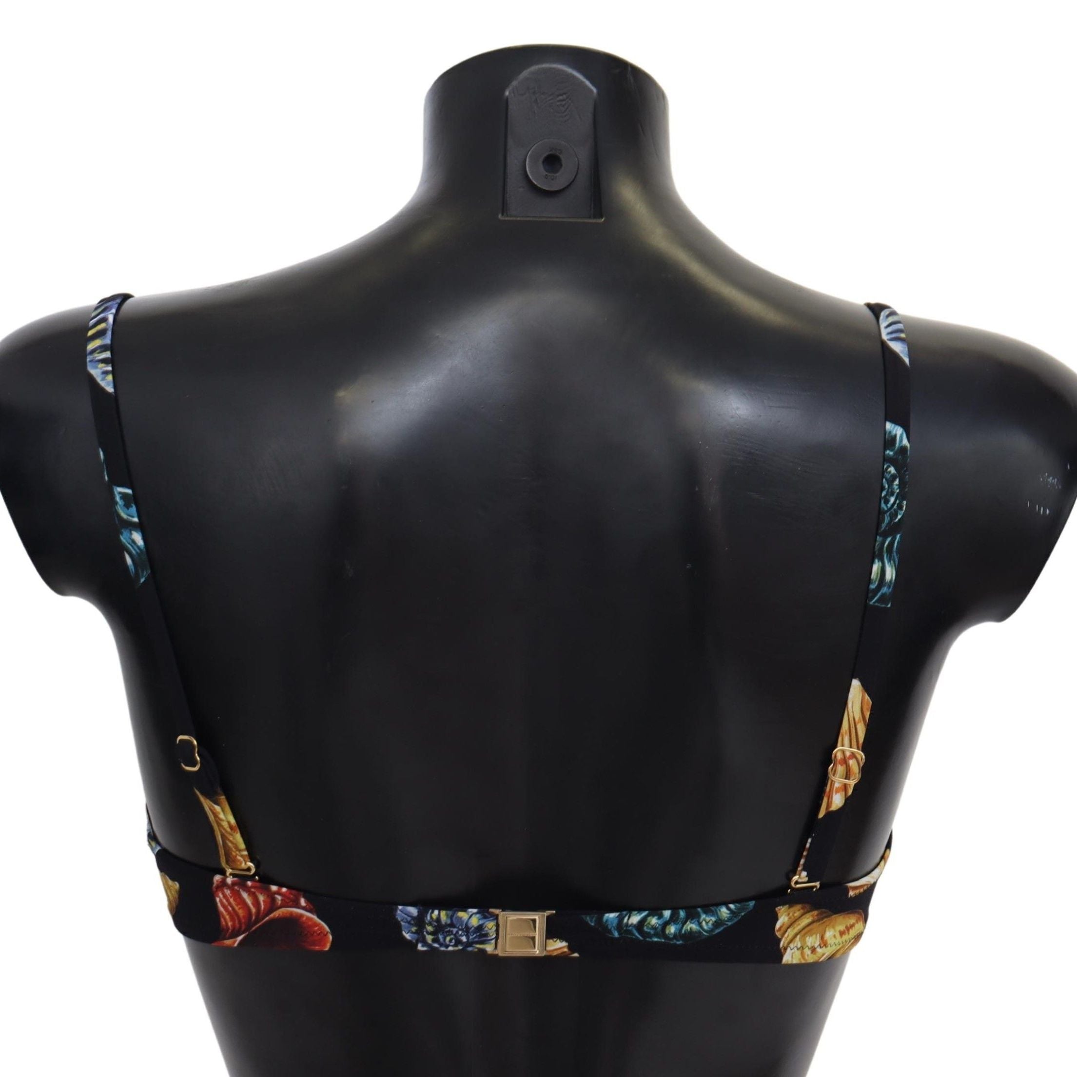 Dolce & Gabbana Black Seashells Print Women Swimwear Bikini Tops