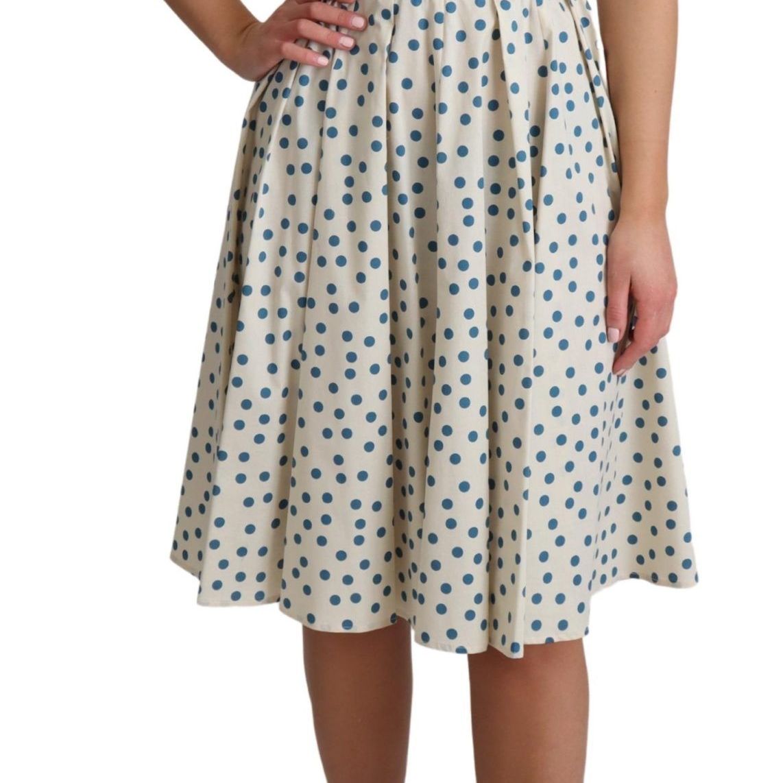 Dolce & Gabbana Beige Dotted Cotton A-Line Gown Dress