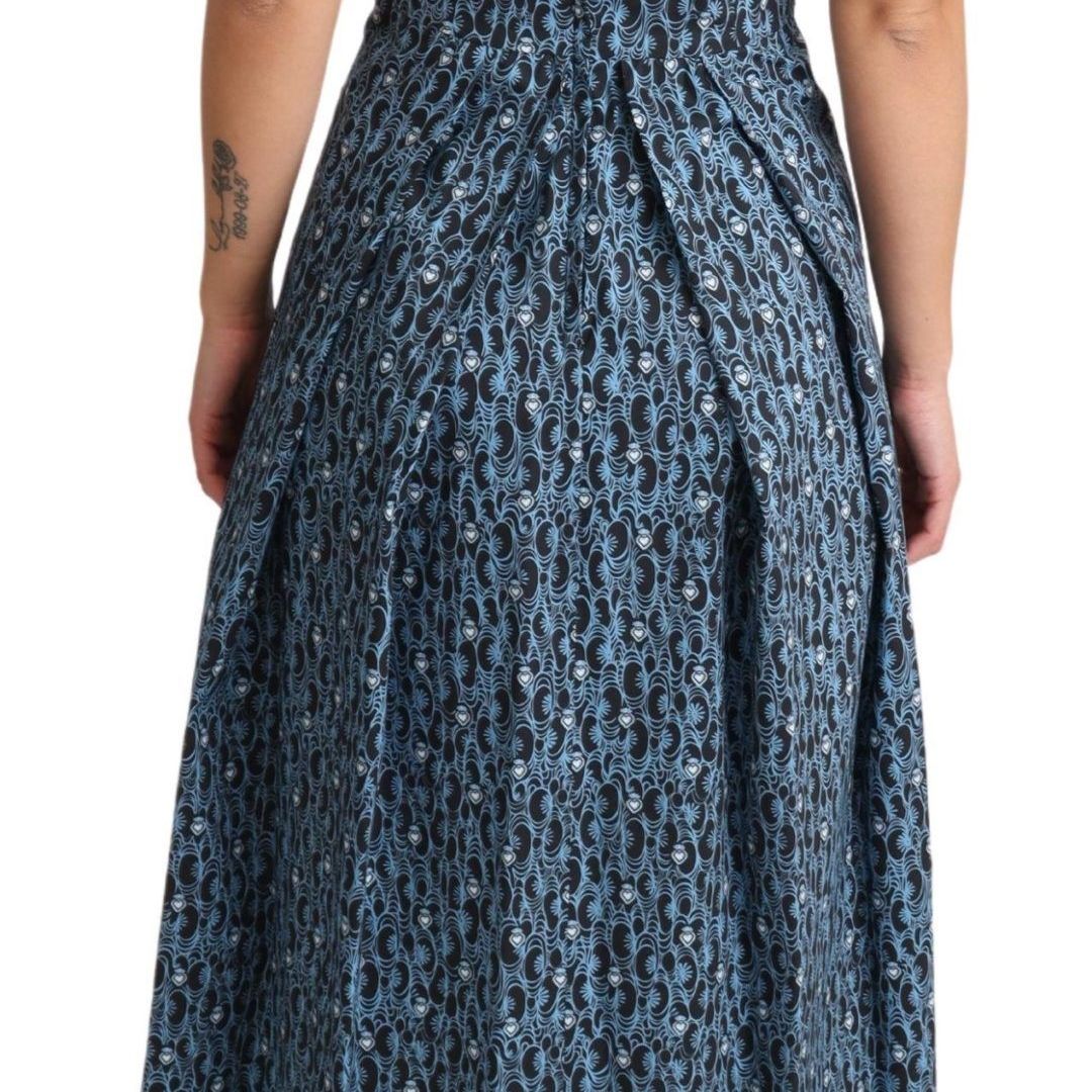 Dolce & Gabbana Blue Heart Cotton A-Line Stretch Dress