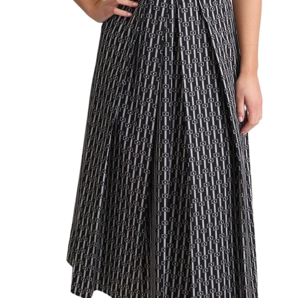 Dolce & Gabbana Black White Pattern Cotton A-Line Dress