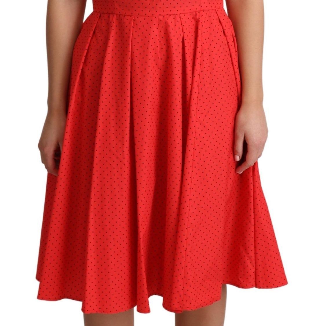 Dolce & Gabbana Red Polka Dotted Cotton A-Line Dress