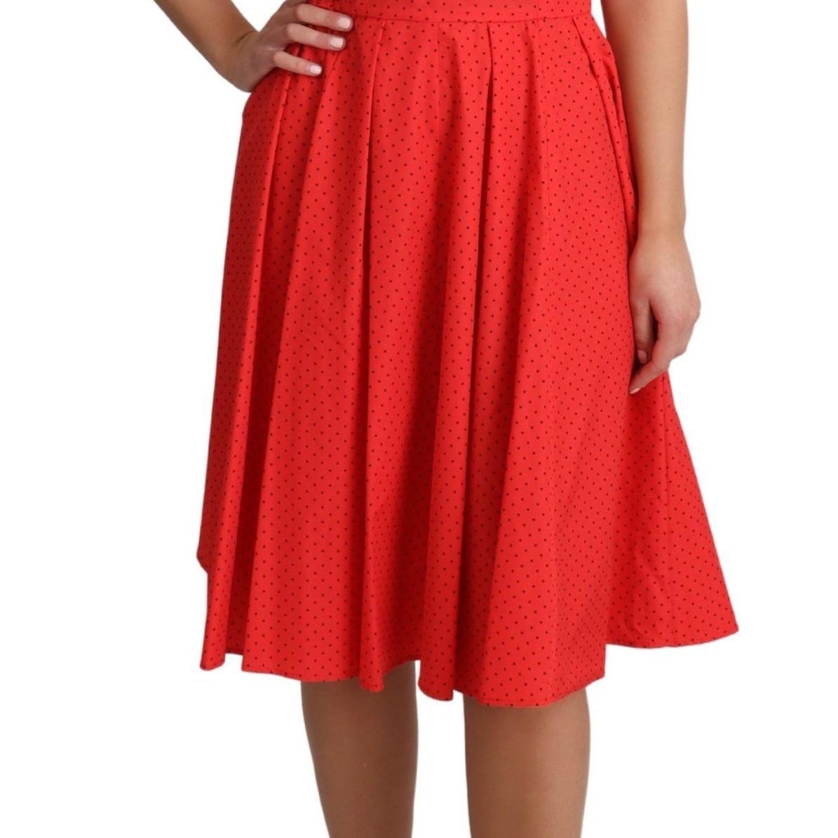 Dolce & Gabbana Red Polka Dotted Cotton A-Line Dress