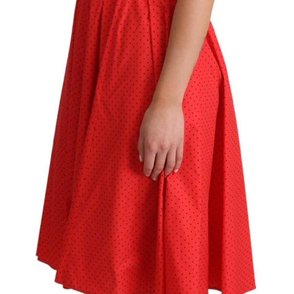 Dolce & Gabbana Red Polka Dotted Cotton A-Line Dress