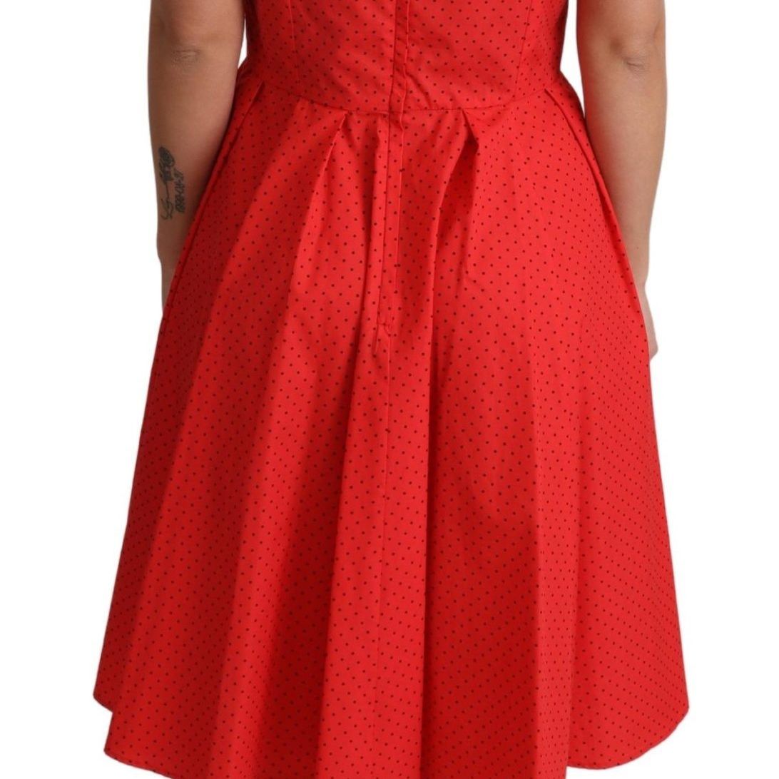 Dolce & Gabbana Red Polka Dotted Cotton A-Line Dress