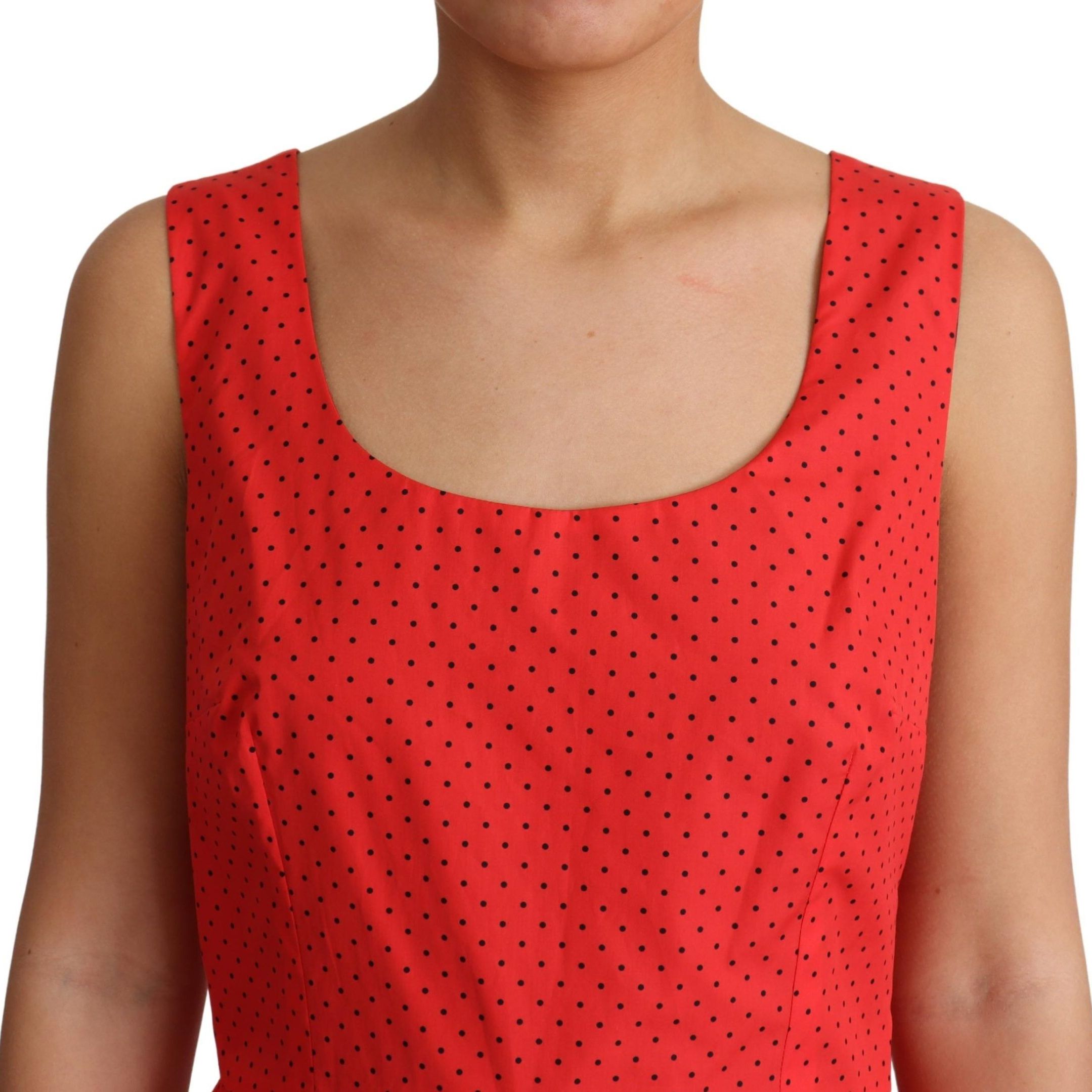 Dolce & Gabbana Red Polka Dotted Cotton A-Line Dress
