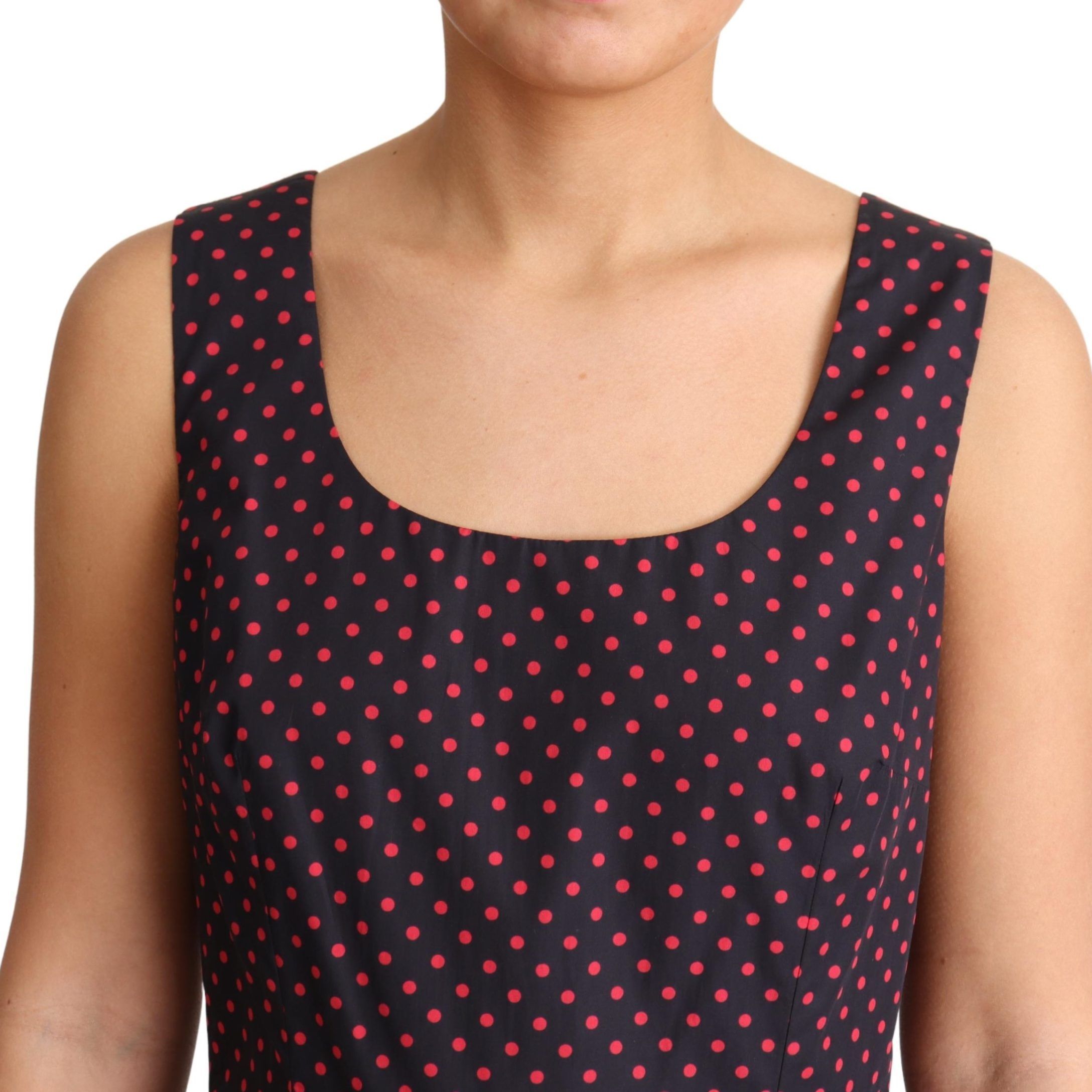 Dolce & Gabbana Red Blue Polka Cotton A-Line Gown Dress