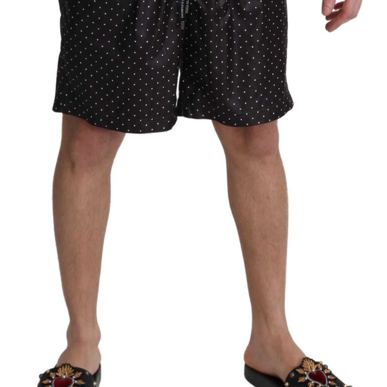 Dolce & Gabbana Black Polka Dot Print Beachwear Swimwear