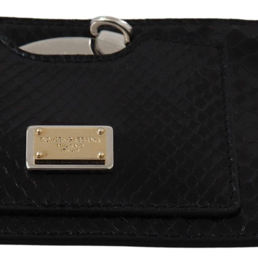 Dolce & Gabbana Black Leather Coin Purse Wristlet Mirror Agnese Wallet