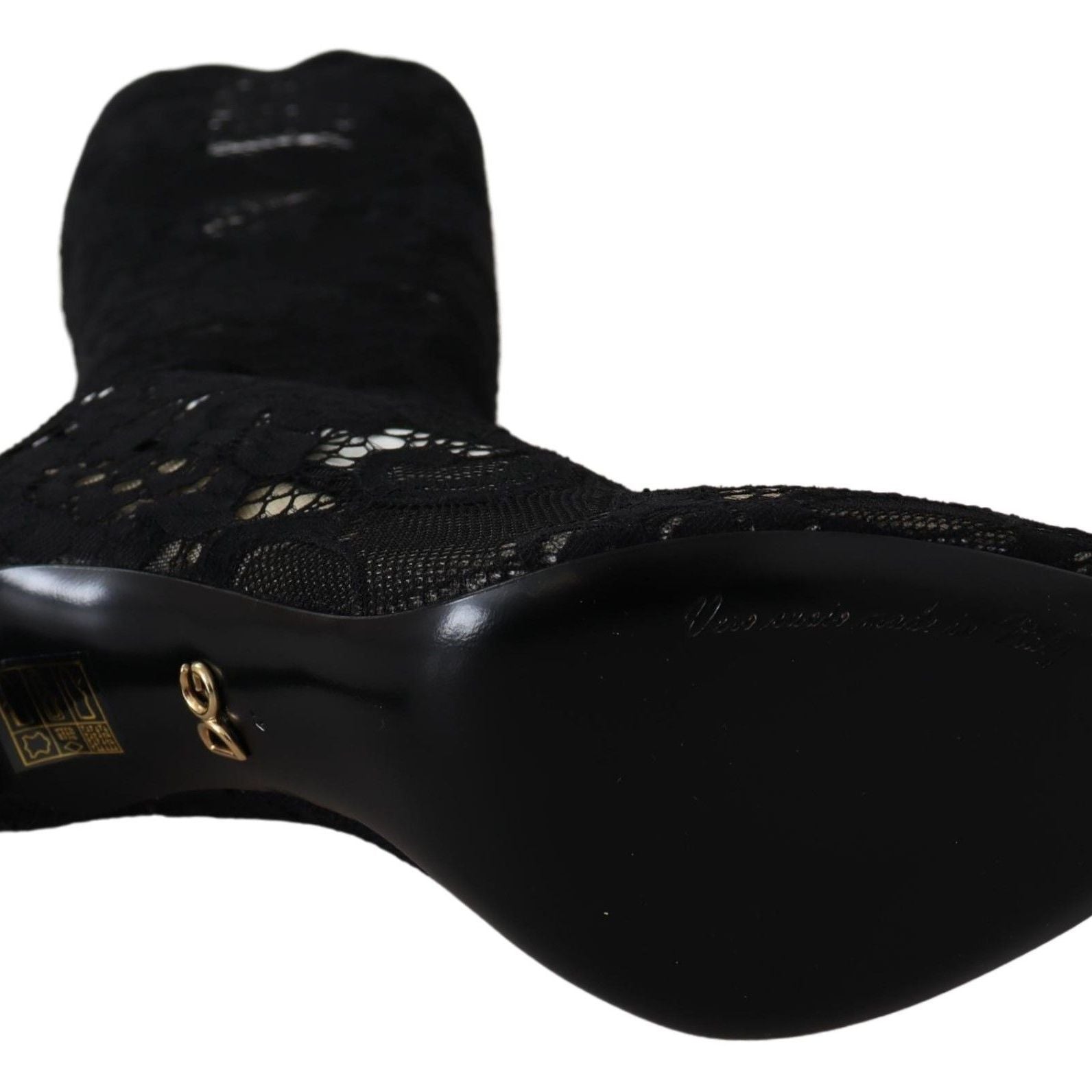 Dolce & Gabbana Black Taormina Lace Socks Boots Shoes Pumps