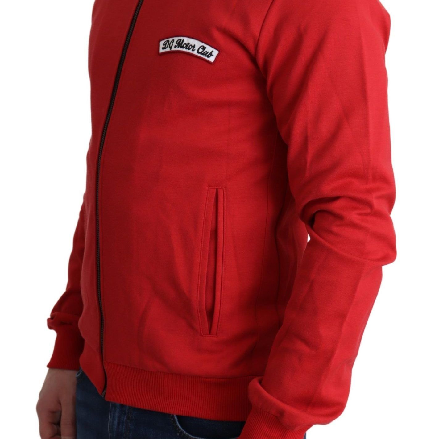 Dolce & Gabbana Red DG Motor Club Zippered Cardigan Sweater