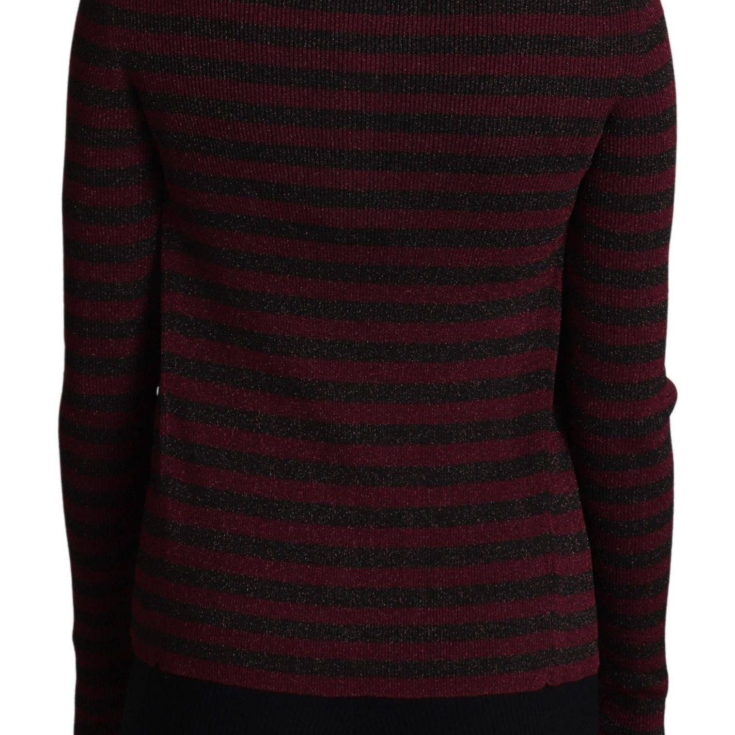 Dolce & Gabbana Black Red Striped Viscose Cardigan Sweater