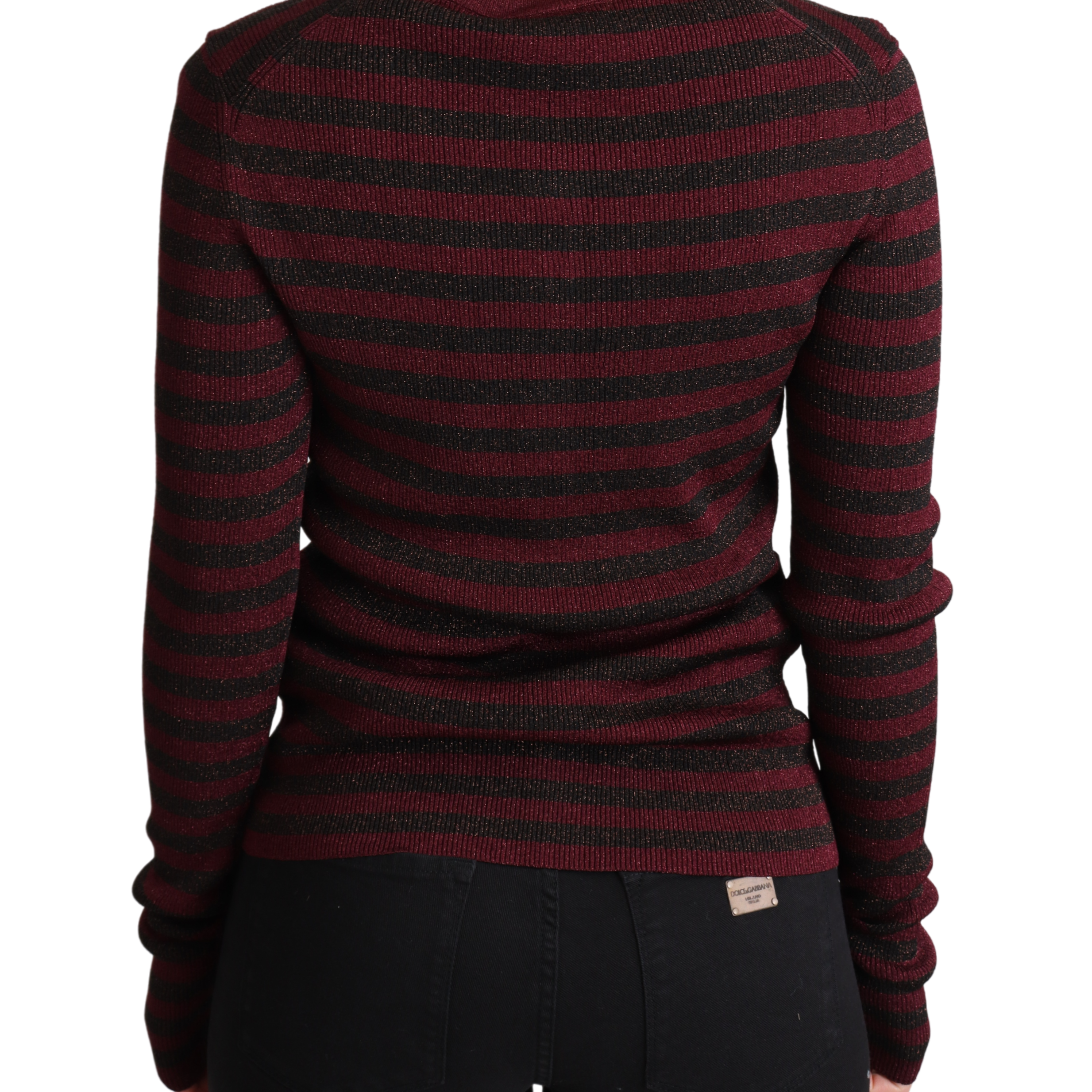 Dolce & Gabbana Black Red Striped Viscose Cardigan Sweater