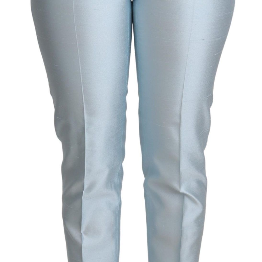 Dolce & Gabbana Light Blue Silk Cropped Tapered Trouser Pants