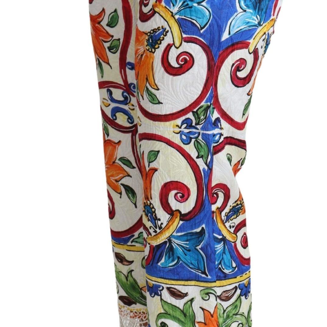 Dolce & Gabbana Multicolor Majolica Print Trouser Cotton Pants