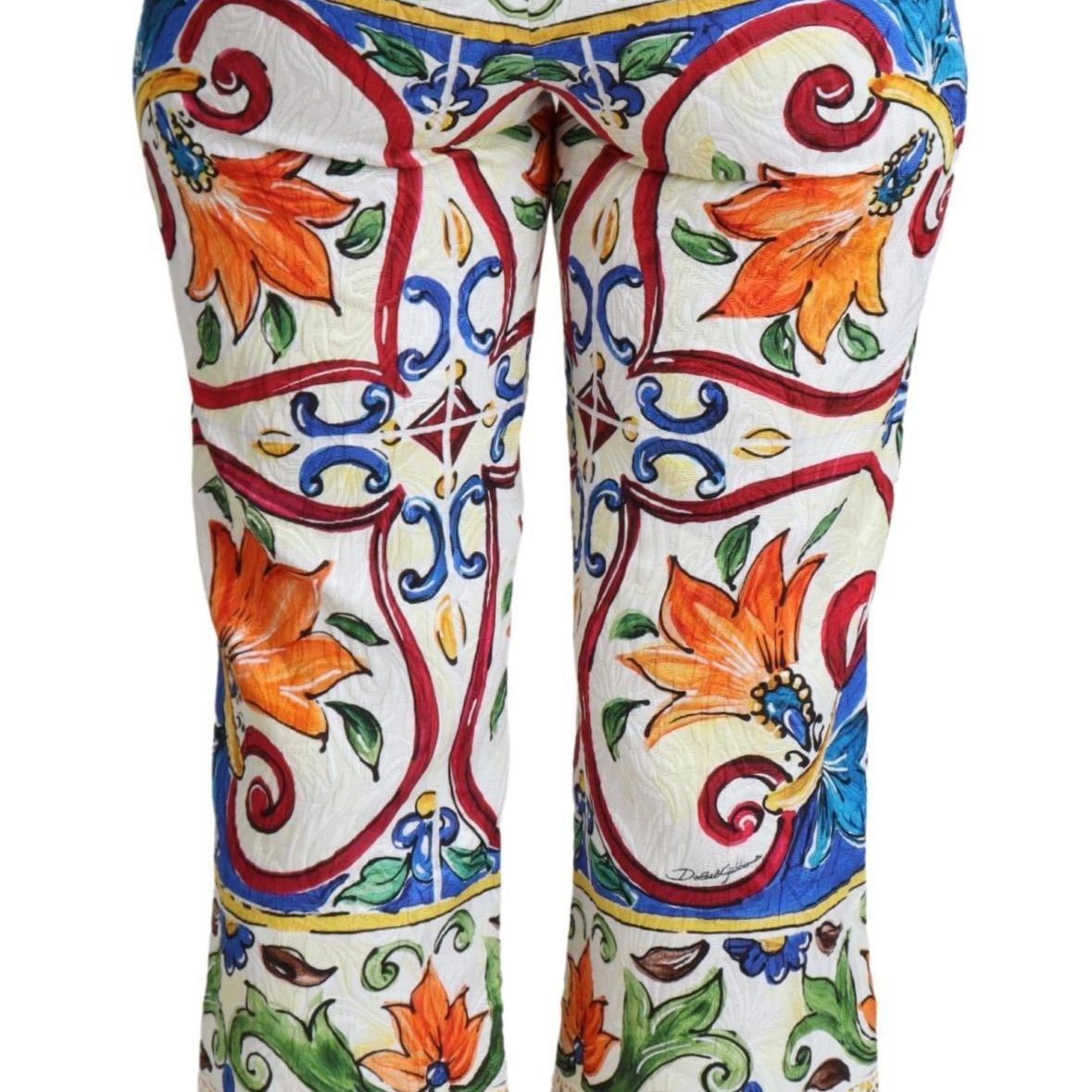 Dolce & Gabbana Multicolor Majolica Print Trouser Cotton Pants