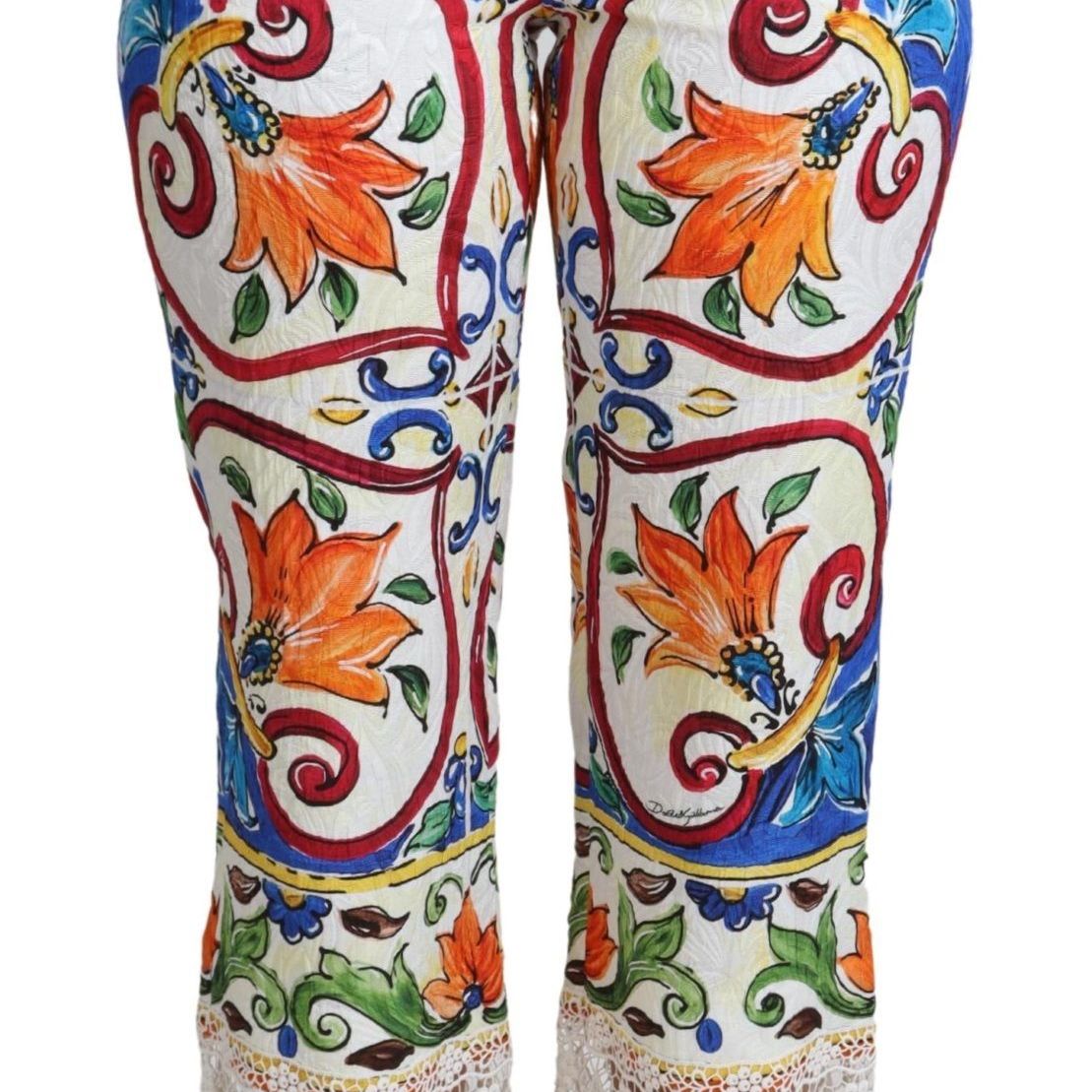 Dolce & Gabbana Multicolor Majolica Print Trouser Cotton Pants