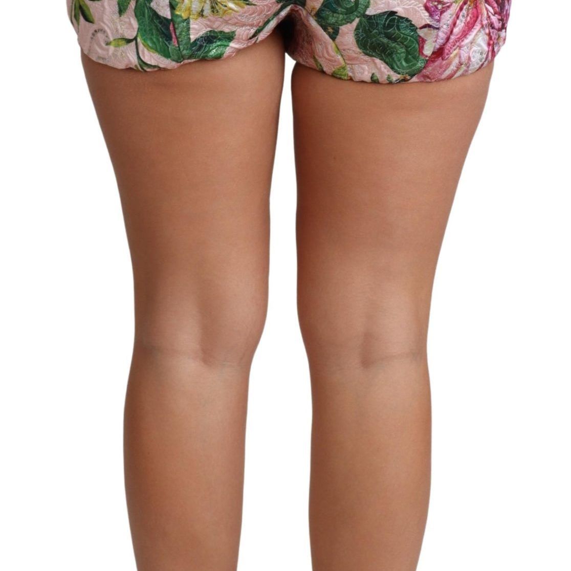 Dolce & Gabbana Pink Cotton Floral Print Hot Pants Short