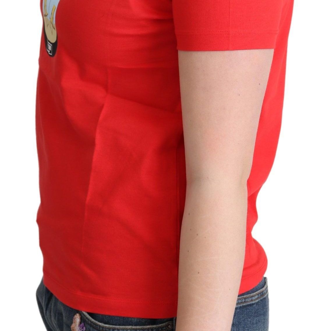 Moschino Red Printed Cotton Short Sleeves Tops Blouse T-shirt