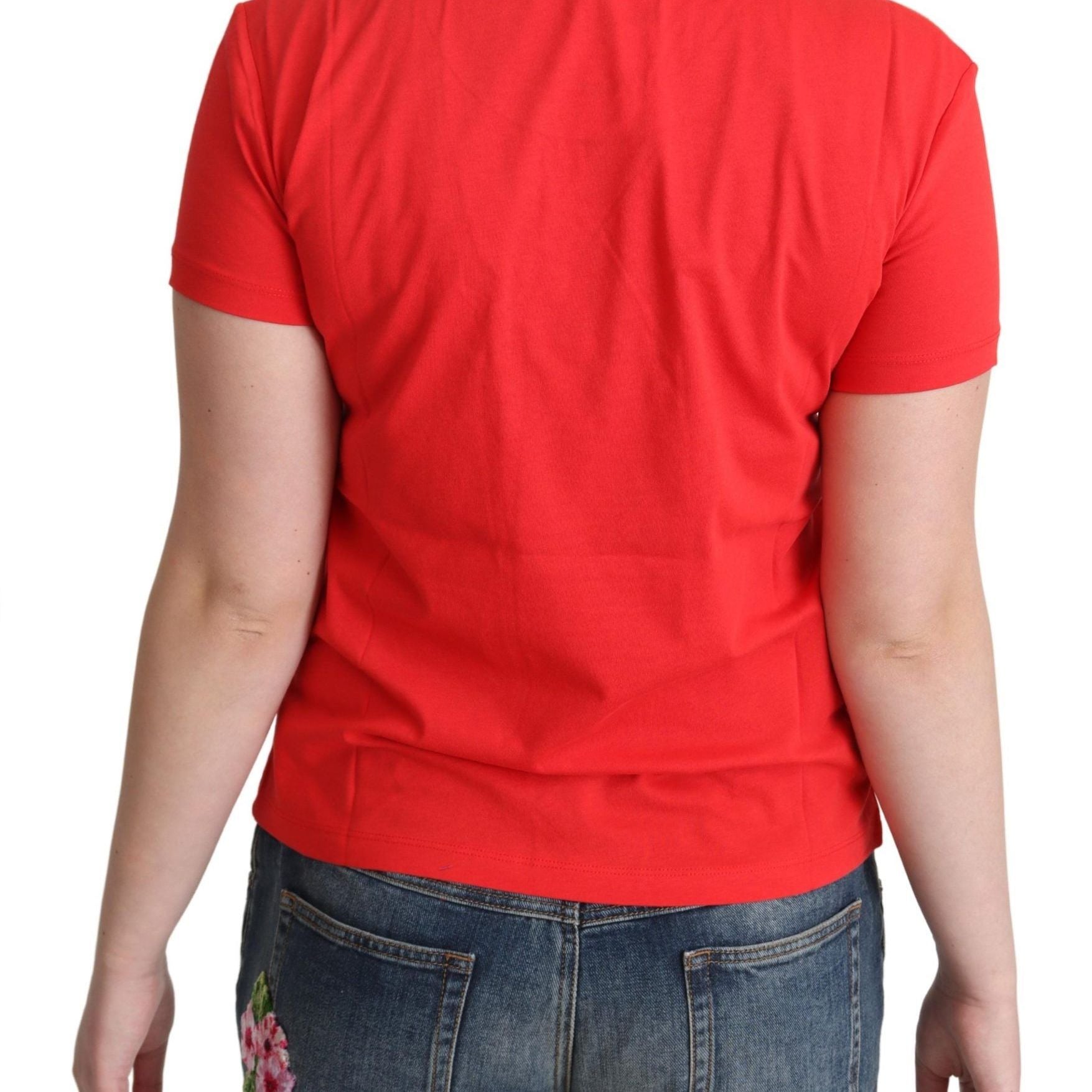 Moschino Red Cotton Swim Graphic Triangle Print T-shirt