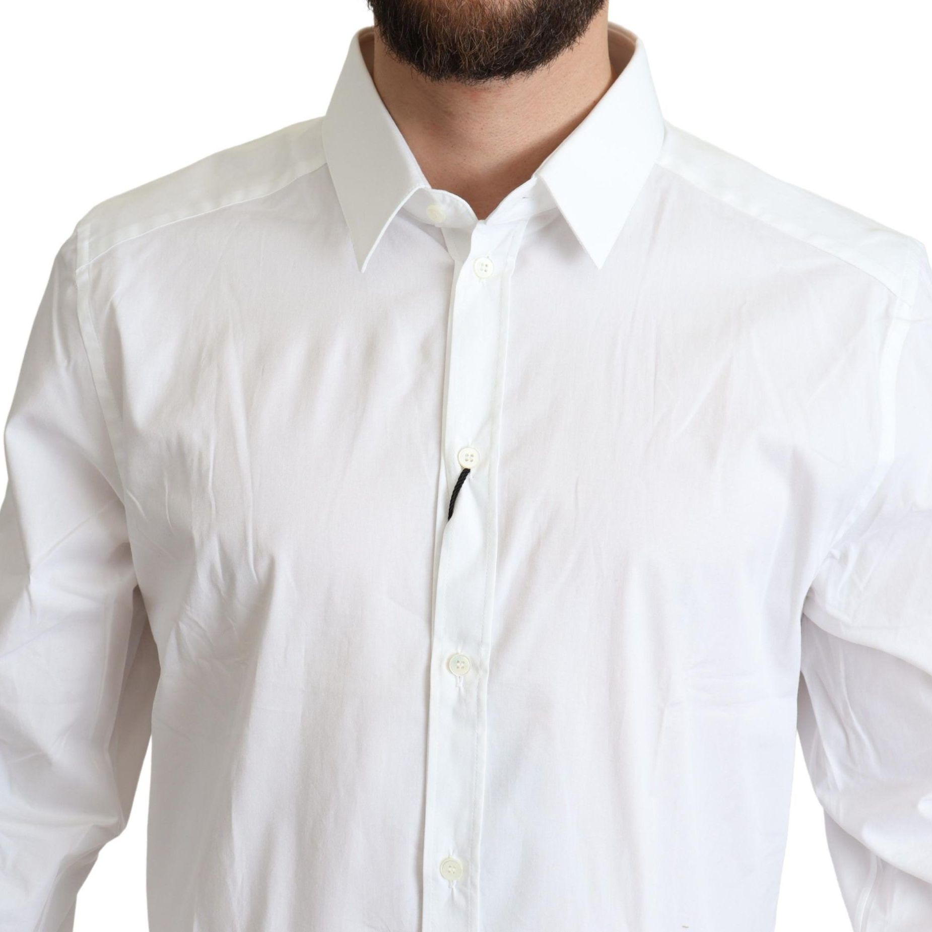 Dolce & Gabbana White Cotton Stretch Men Dress Formal Shirt