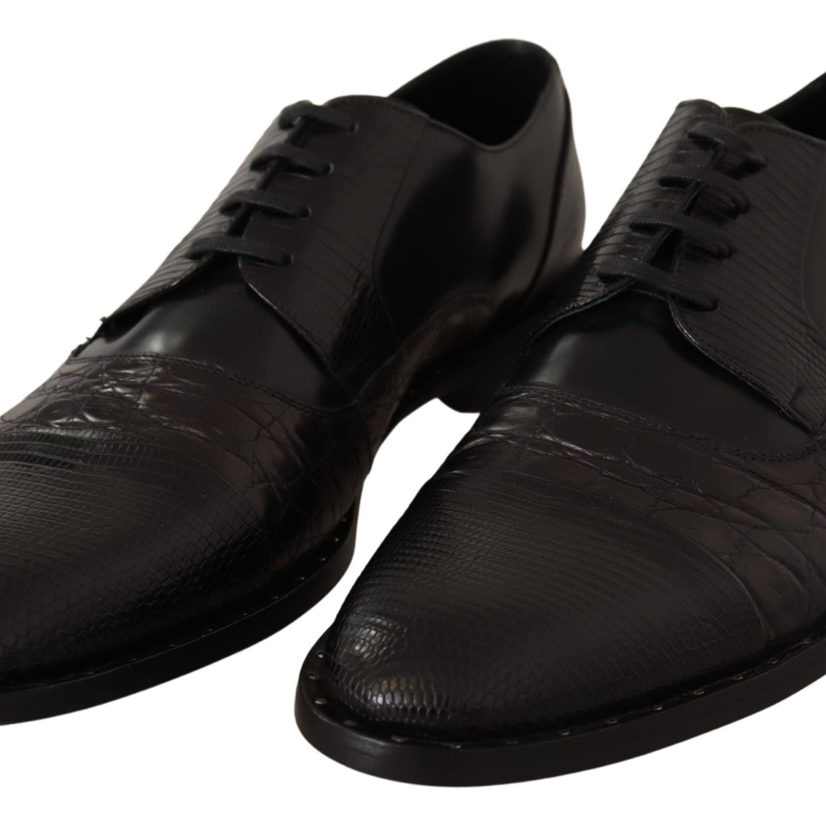 Dolce & Gabbana Black Leather Exotic Skins Formal Shoes