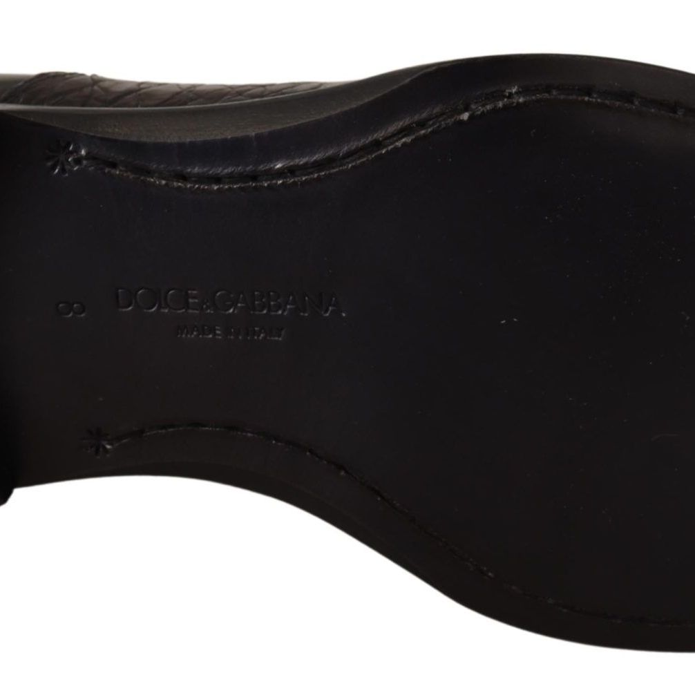 Dolce & Gabbana Black Leather Exotic Skins Formal Shoes