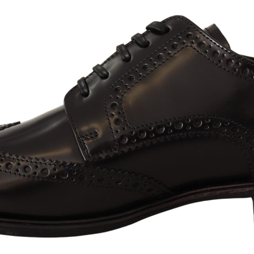 Dolce & Gabbana Black Leather Oxford Wingtip Formal Shoes