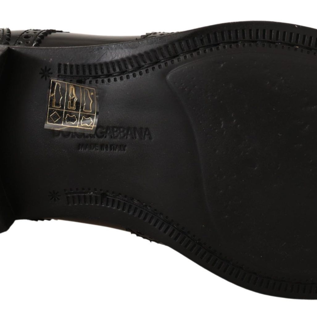 Dolce & Gabbana Black Leather Oxford Wingtip Formal Shoes