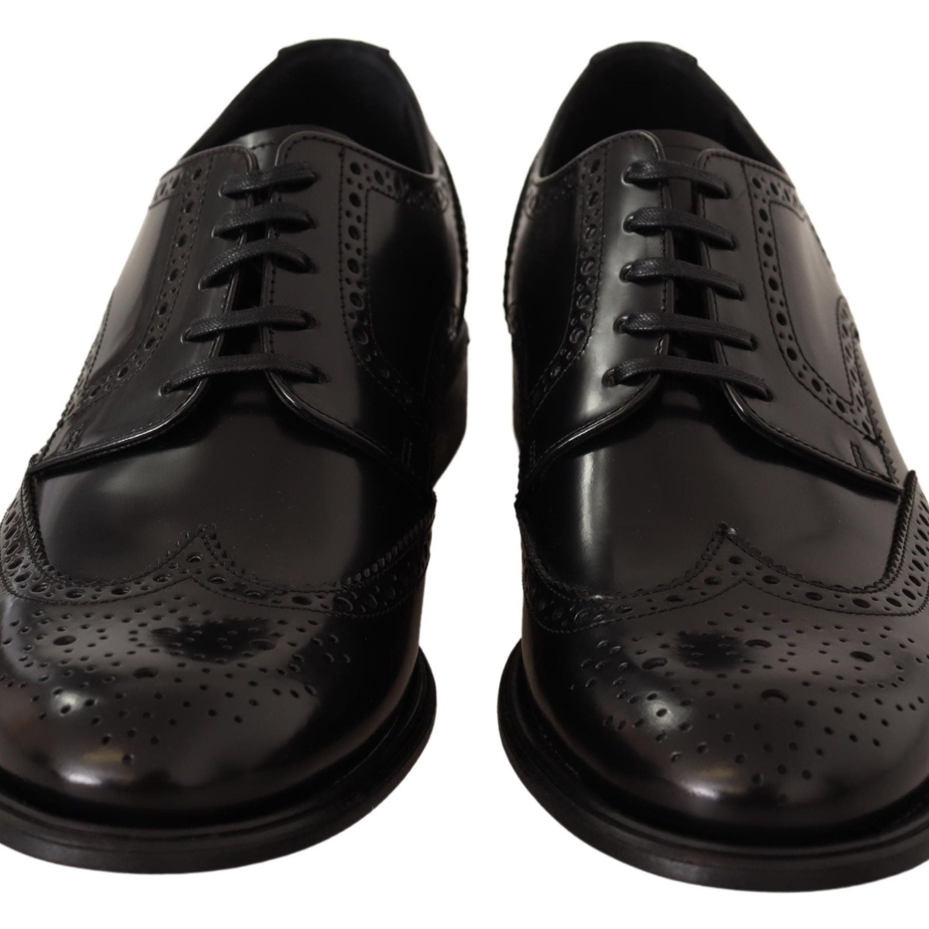 Dolce & Gabbana Black Leather Oxford Wingtip Formal Shoes
