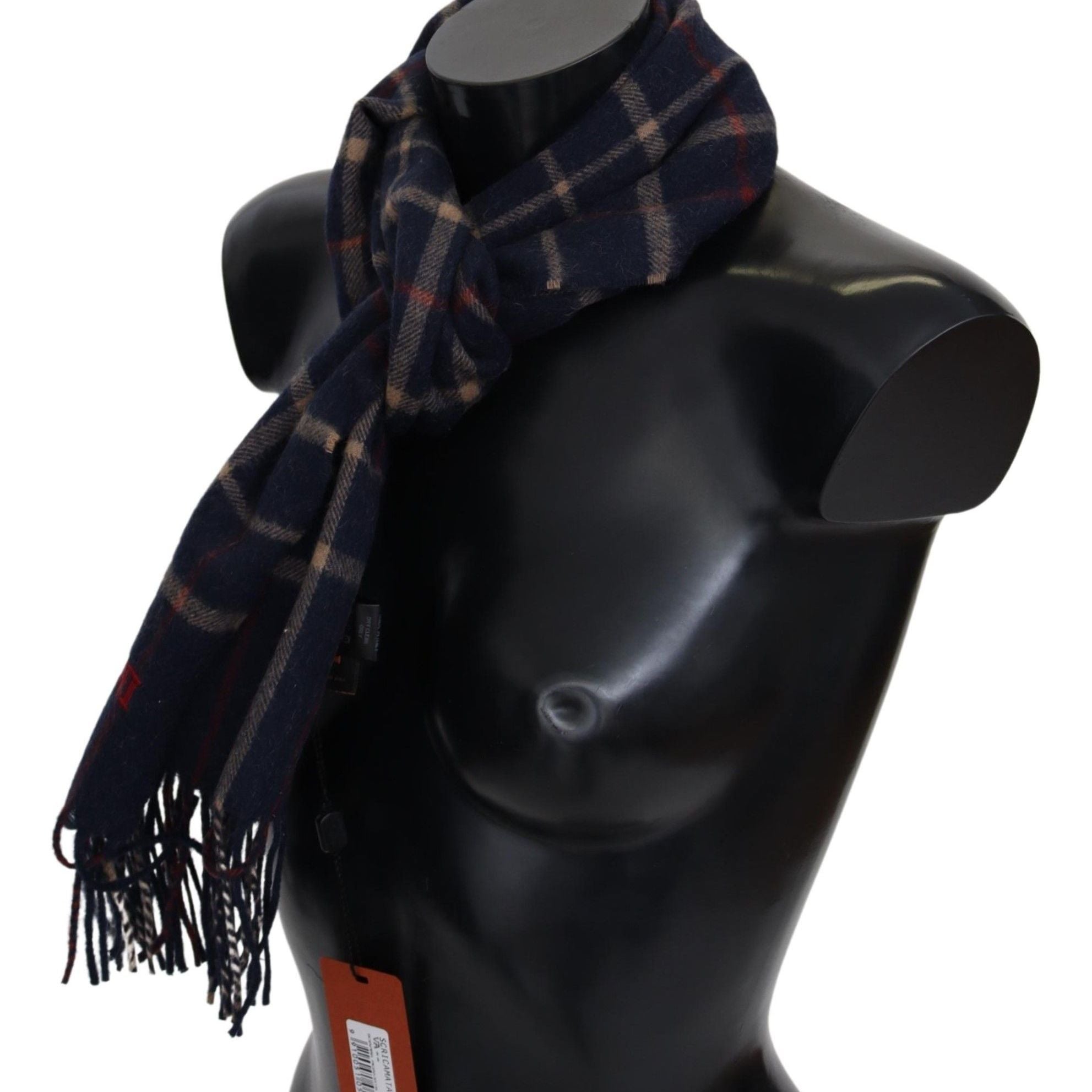 Missoni Black Checkered Unisex Neck Wrap Fringes Scarf