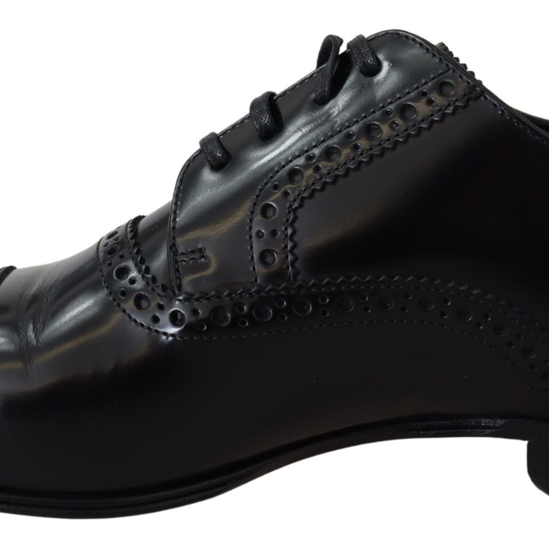 Dolce & Gabbana Black Leather Men Derby Formal Loafers Shoes