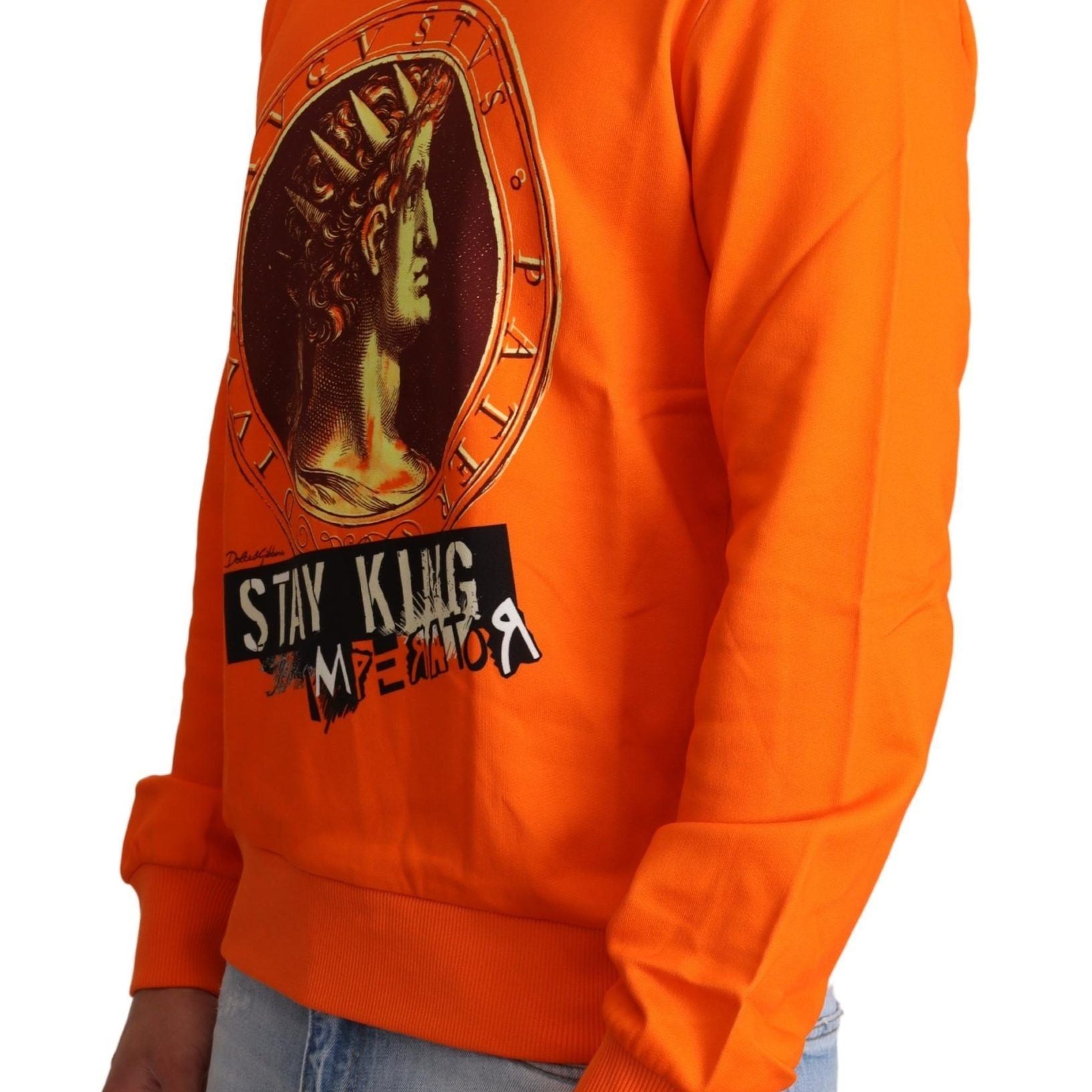 Dolce & Gabbana Orange King Ceasar Cotton Pullover Sweater
