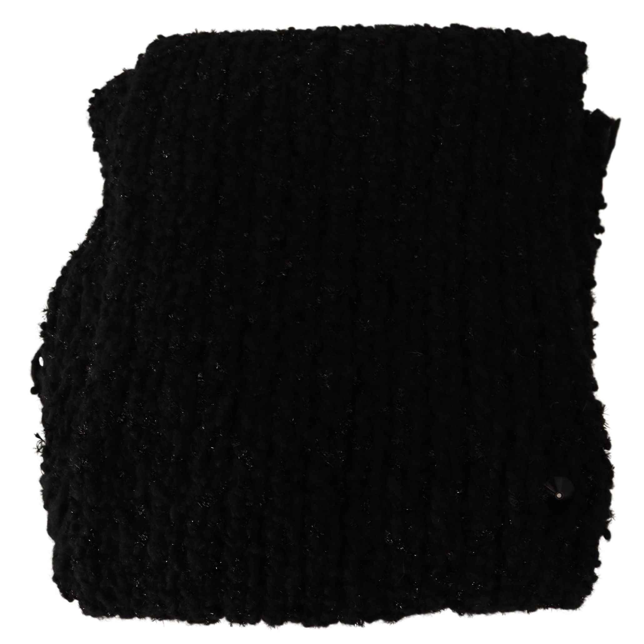 Dolce & Gabbana Black Virgin Wool Knitted Wrap Shawl Scarf