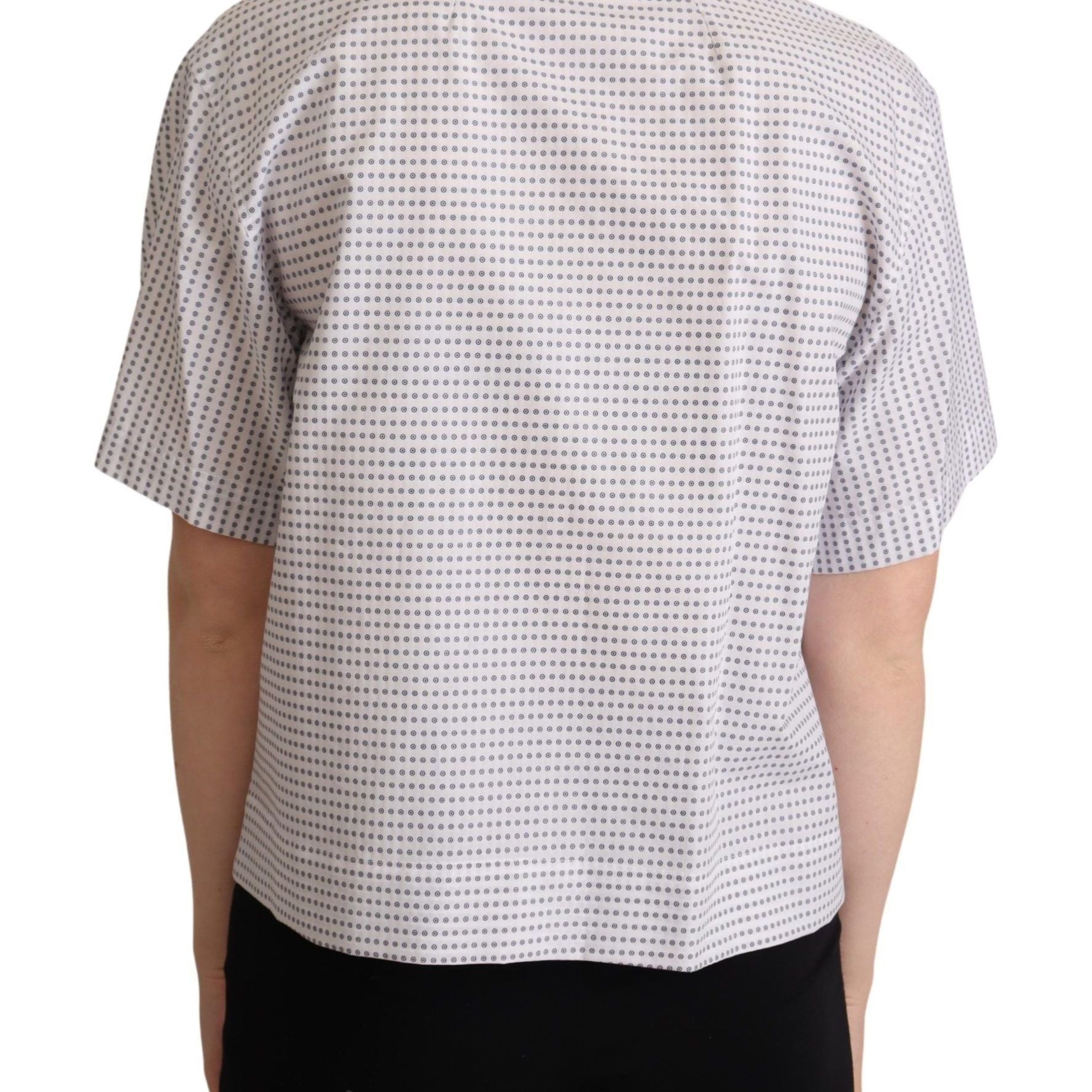 Dolce & Gabbana White Polka Dots Collared Blouse Shirt