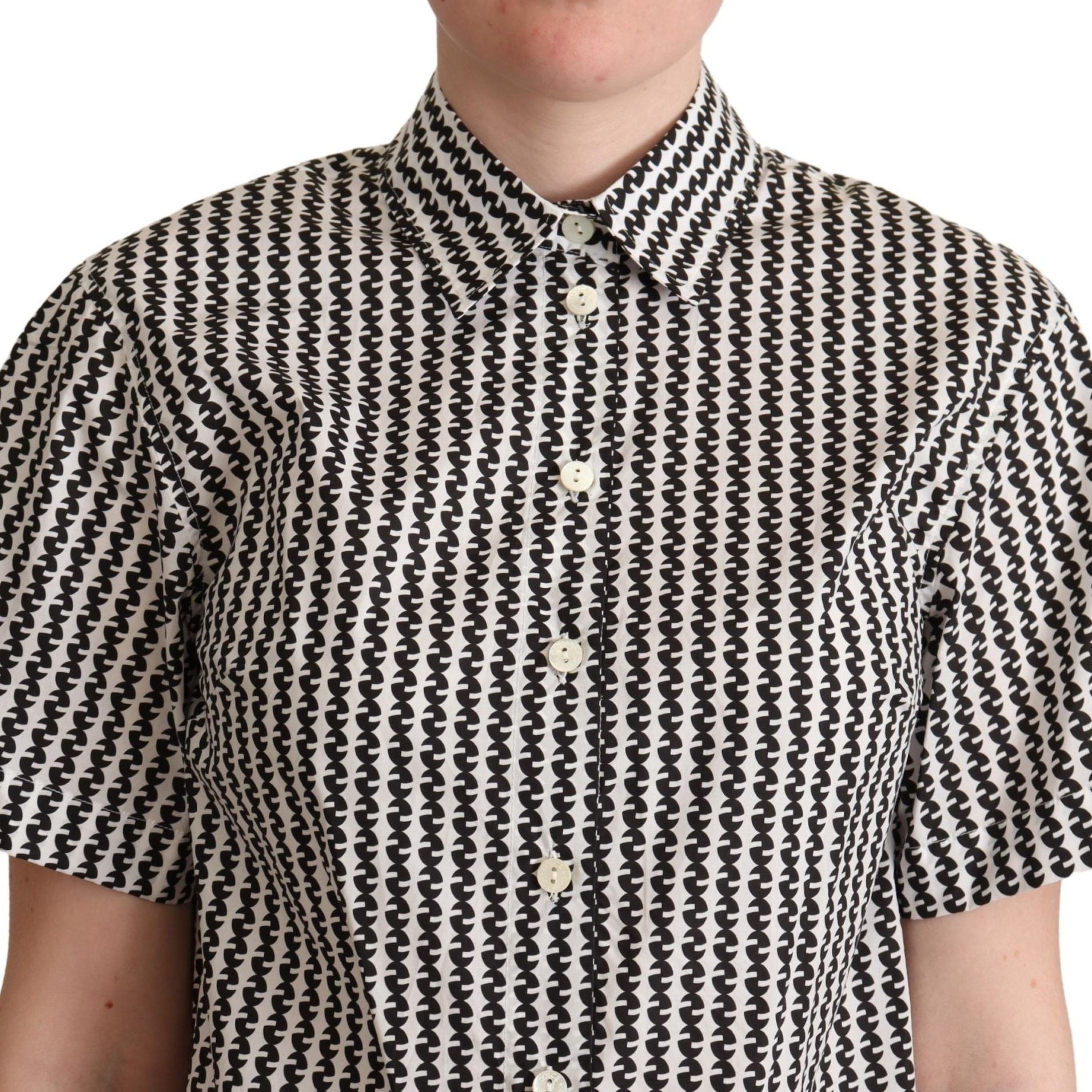 Dolce & Gabbana White Black Fantasy Pattern Shirt